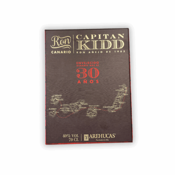 Ron Arehucas CAPITAN KIDD 30 Años Ron Canario 0,7 Liter 40% Vol. in Geschenkbox – Bild 2